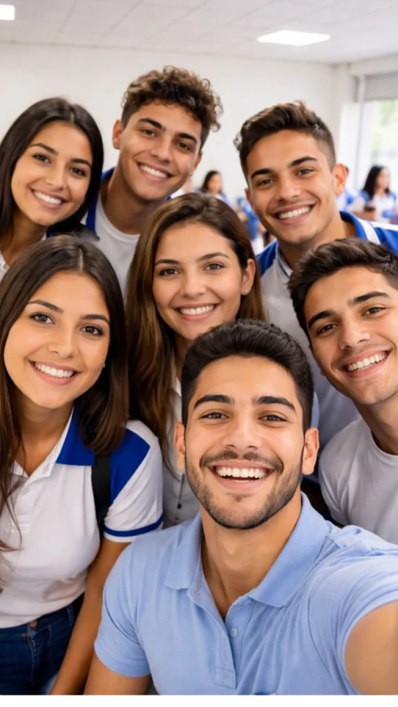 Estudiantes de bachillerato por ciclos del Instituto Técnico IMTEL en aula de clase